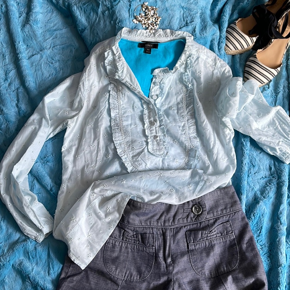 Light blue eyelet tunic by J.Crew